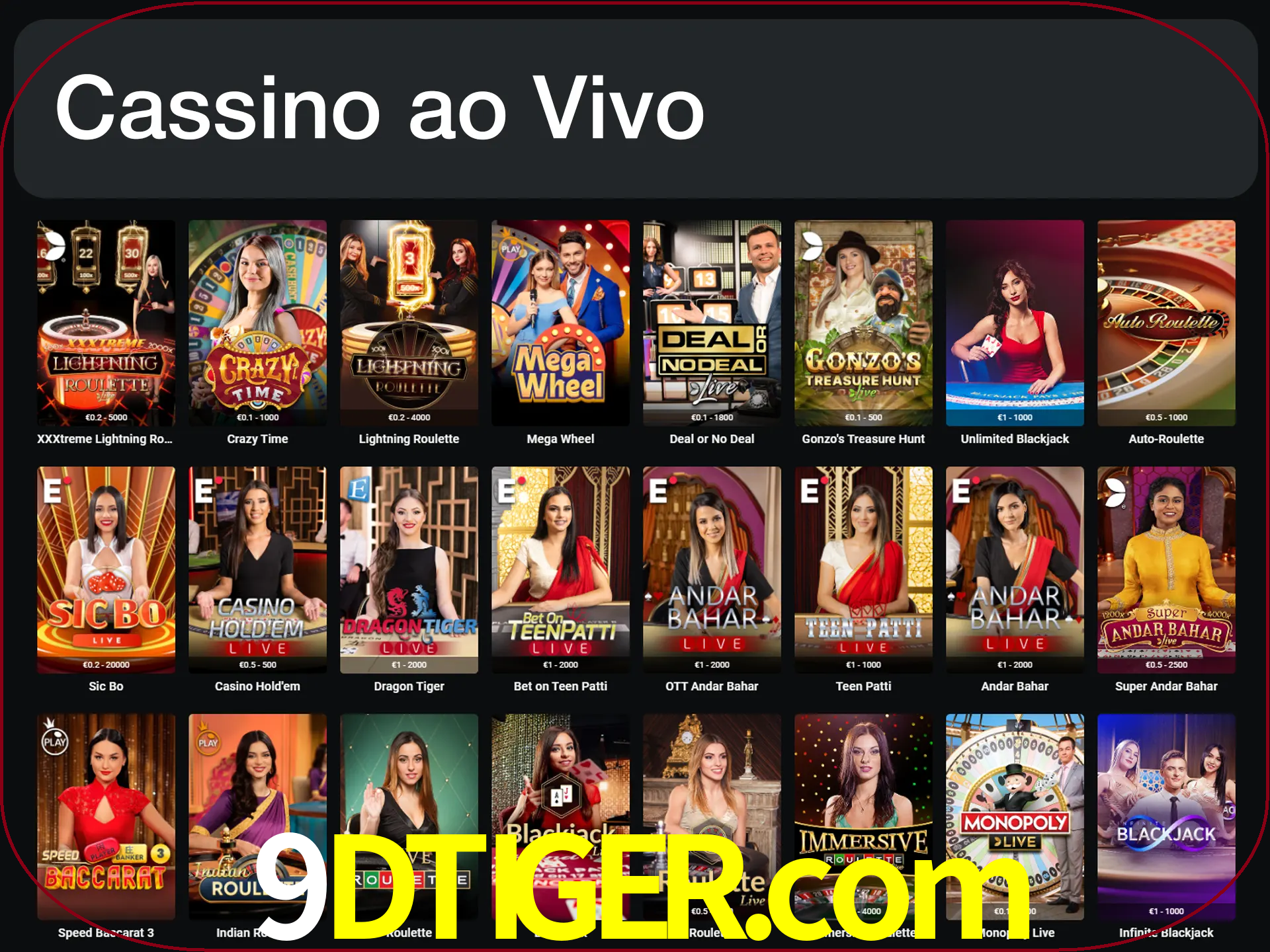 Jogue jogos de cassino com um verdadeiro dealer.