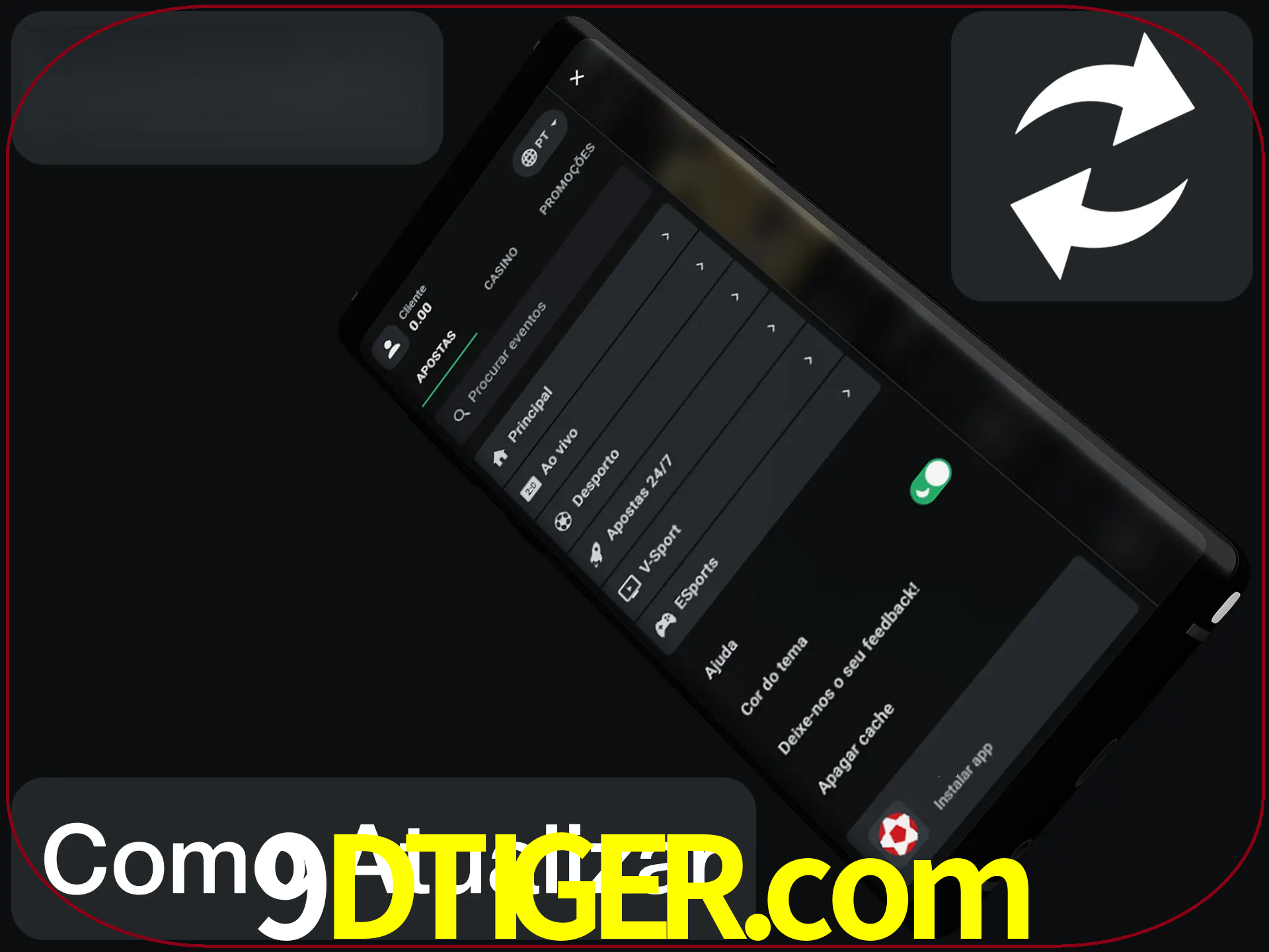 O aplicativo é atualizado automaticamente quando você faz o login.