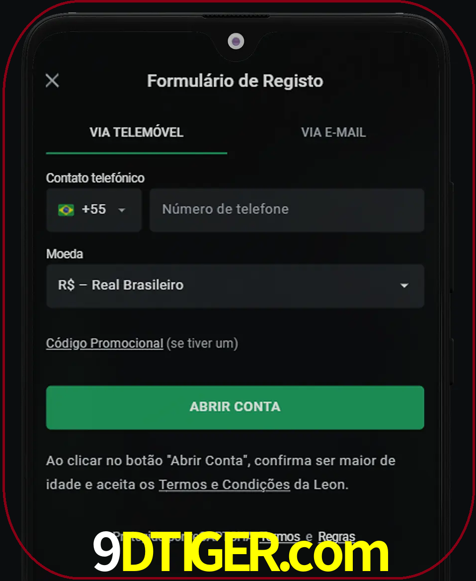 Abra o aplicativo e inicie o processo de registro.