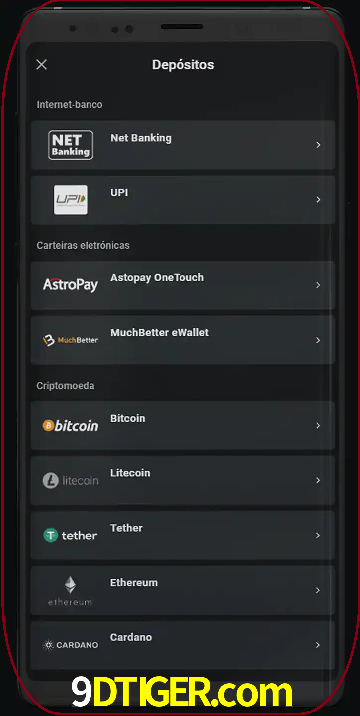 Você pode usar métodos alternativos de depósito.